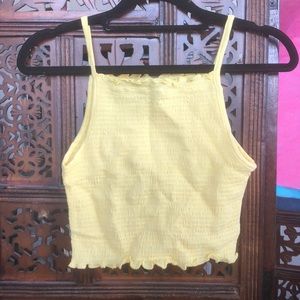 Smocked high neck crop tank